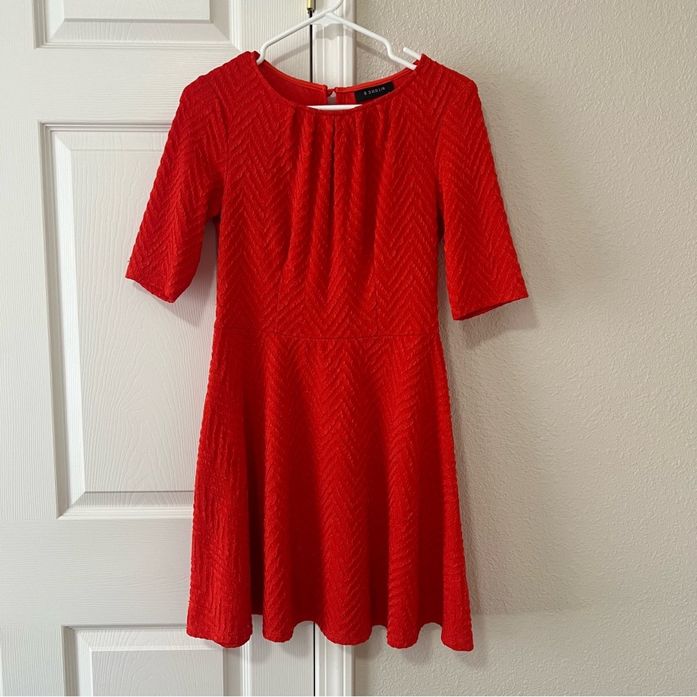 B. Darlin Red Textured Fit & Flare Dress